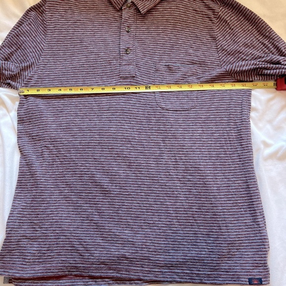 Faherty Organic Cotton Long Sleeve Striped Polo Shirt Size Large - Picture 11 of 11